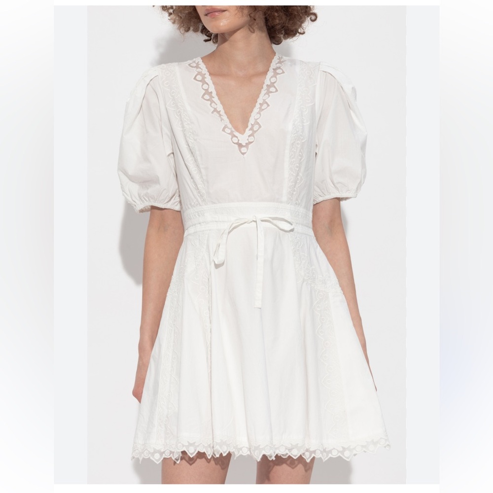 Ulla Johnson Camila Puff Sleeve Lace Detail Mini Dress